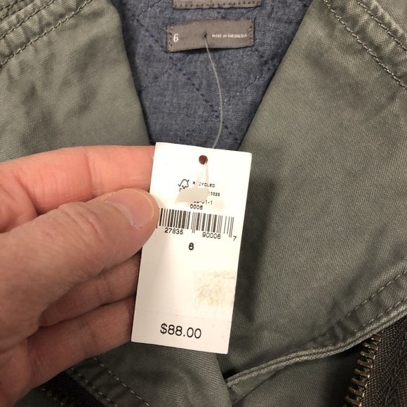 Gap Quilted Lined Moto Vintage Flight Utility Jacket Gray Full Zip NWT Size 6 - Picture 9 of 10